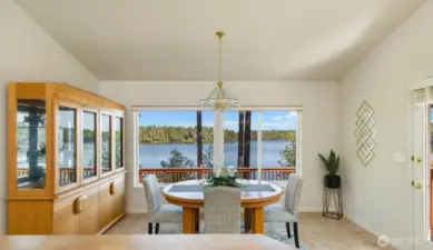 Kitchen dining area with views