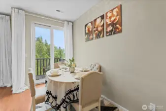 Dining area connected to private balcony