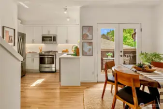 Gleaming hardwood floors, recently refinished.