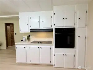 Kichen with new built -in oven and new drop in range.