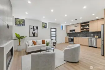 Lower unit Great Room and Entry and Kitchen