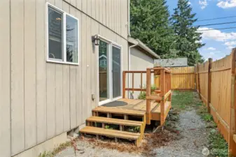 Side yard with small deck