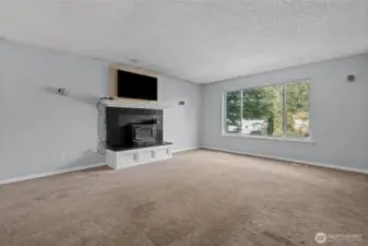 Large window offers natural light.