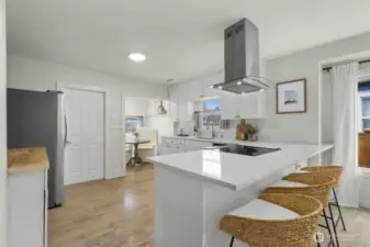 Quartz counters with bar seating