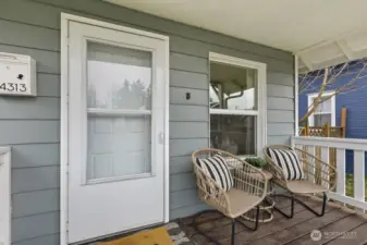 Front covered porch perfect for sipping coffee