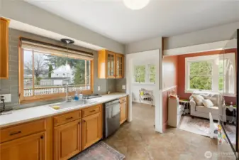 Fridge and dishwasher and in kitchen.