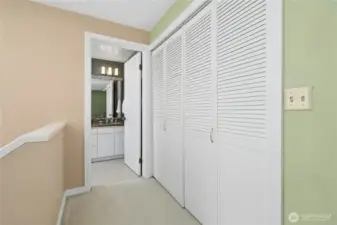 Hallway with ample upstair storage