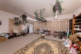 This is the 2 car garage. garage doors are behind the curtains.