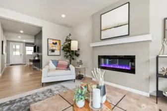 Looking out the front hallway from the family room.  Photos are representational. Actual colors and finishes will vary. See site agent for details.