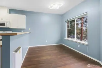 Dining room with breakfast bar.