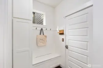 Custom mud room next to garage
