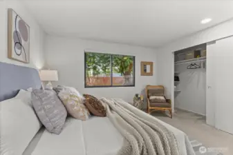 Extra large closet with built in shelving!