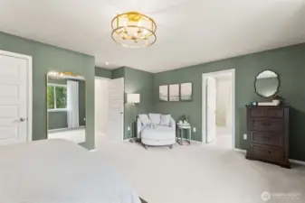 An expansive walk-in closet in the owner’s suite offers impressive storage. Everything has its place in this thoughtfully designed home.