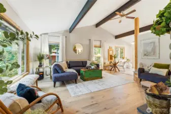 Vaulted ceilings creating a spacious feel.