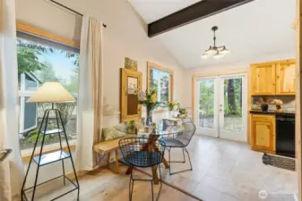 Dining area leading to back yard.