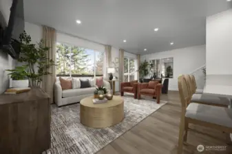 Great room of model home. Finishes and features may vary.