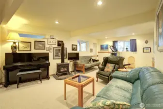 There is a door that leads to the ocean side of the yard and a greenhouse,