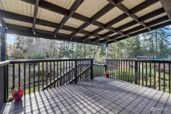 The large, covered deck will be a wonderful retreat when summer comes.