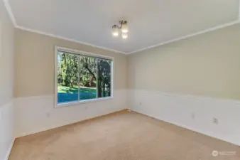 The main floor office overlooks the backyard.