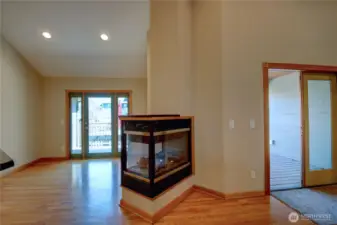 Warm yourself with this double sided fireplace