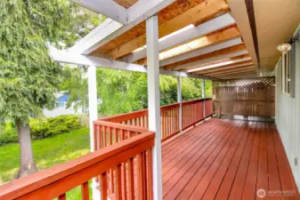 Look at this amazing patio!  Freshly painted!