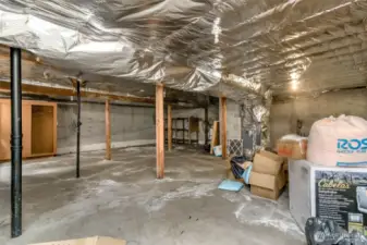 Unfinished basement under the rented side.