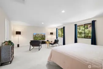upstairs bonus room used as a primary bedroom