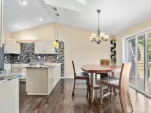 Light and bright kitchen with dining room