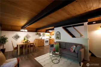 Beautiful tongue and groove ceiling.