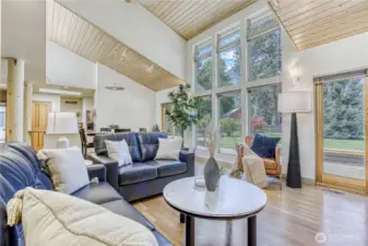 living room w cathedral ceilings