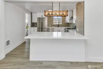 Kitchen peninsula from dining room