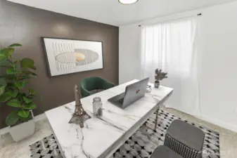 Potential office space in the garage with heat.