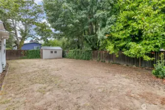 Backyard was leveled and is ready for entertainment