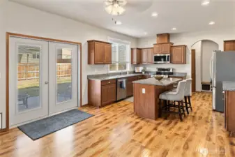 Stainless steel appliances and granite countertops