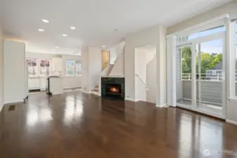 Open living room without virtual staging, shows off the floors!