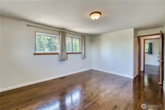 View from the frontside wall in the primary bedroom