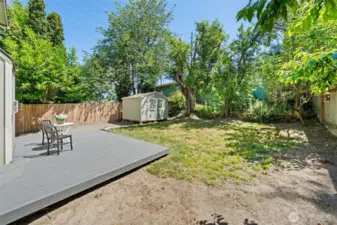 Adorable back yard with trees for shade