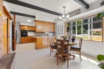 Dining room with fireplace