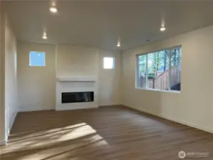 Living room with electric fireplace