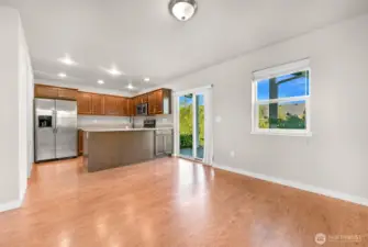 Coming in front door, to living,dining & kitchen space