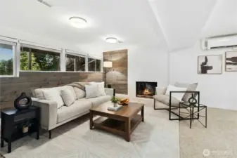 Huge recreation or family room w/fireplace