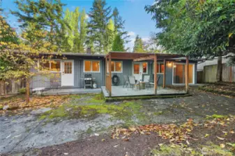 Deck off kitchen, primary bedroom plus patio for campfire time