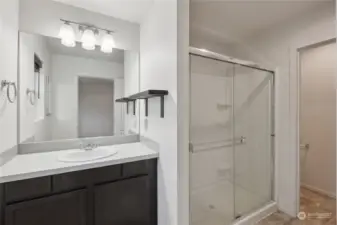 Primary bathroom with toilet closet