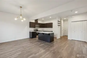 Enjoy the open concept in this Kitchen/Living Room. Built in 2020.