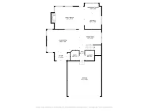 Main floor diagram with room sizes.