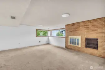 Looking toward the west from the lower level hallway