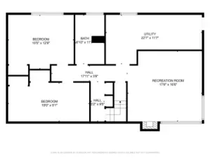Lower Level (note: the lower left is labeled Bedroom- it is an Office/Den no window/yes closet