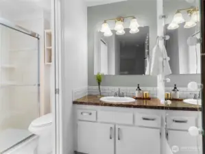Great use of space in the primary ensuite bathroom.