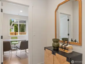 Main floor bedroom with walk in closet or office.
