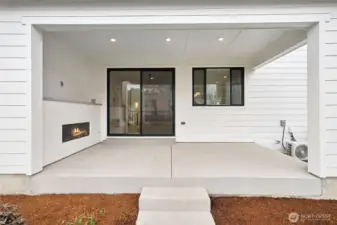 Covered Back Patio With Fireplace & TV Mount | Similar home for demonstration purposes only.  Colors and features will vary.  You will choose your interior finishes at our award winning design studio.